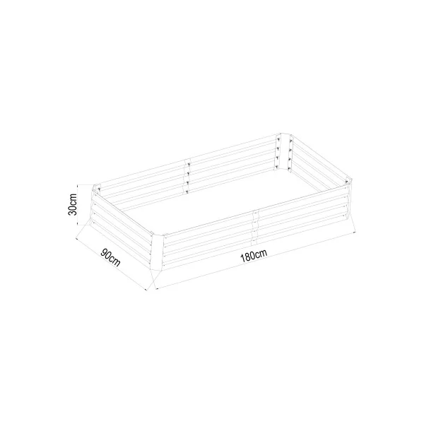 Jardinière Surélevée en Acier Galvanisé 180 x 90 x 30 cm