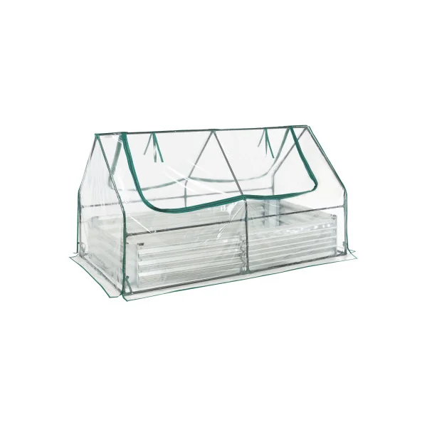 Jardinière Surélevée en Acier Galvanisé avec Serre 186 x 96 x 98 cm