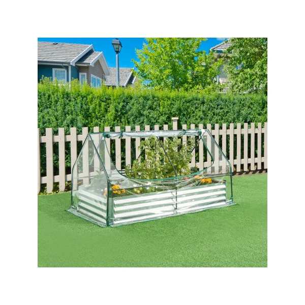 Jardinière Surélevée en Acier Galvanisé avec Serre 186 x 96 x 98 cm