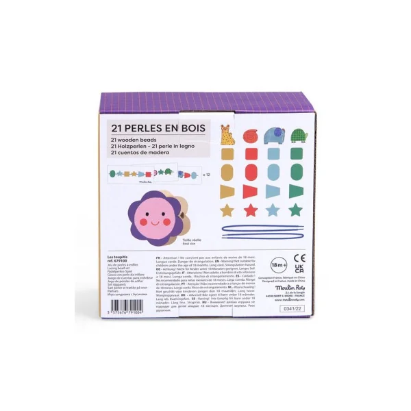 Jeu de perles en bois à enfiler Les toupitis - Moulin Roty
