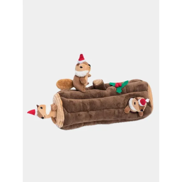 Jouet d'occupation pour chien original - Bûche Ecureuils Noel - ZippyPaws