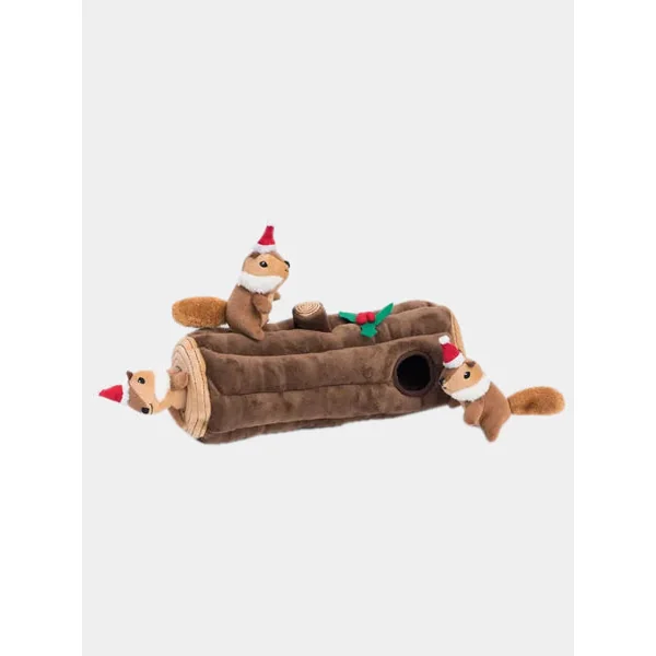 Jouet d'occupation pour chien original - Bûche Ecureuils Noel - ZippyPaws