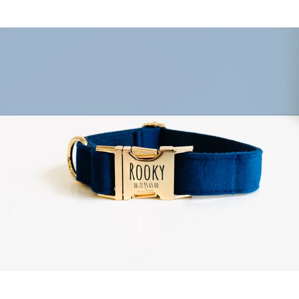 Kit Complet Chien Personnalisé Velours Bleu Marine
