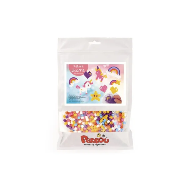 Kit Perlou Licorne Arc en ciel perles à repasser - Graine créative