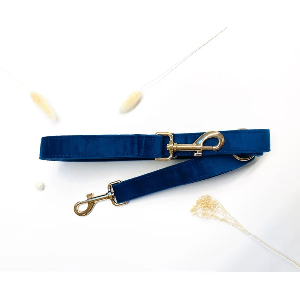 Laisse Chien Velours Lisse Bleu Marine