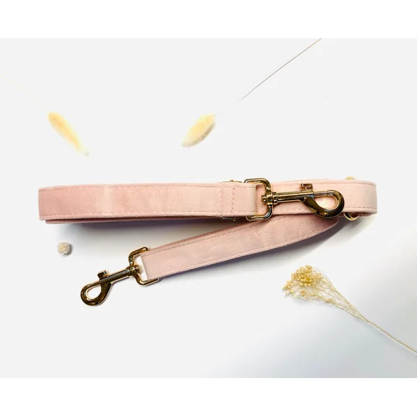 Laisse Chien Velours Lisse Rose