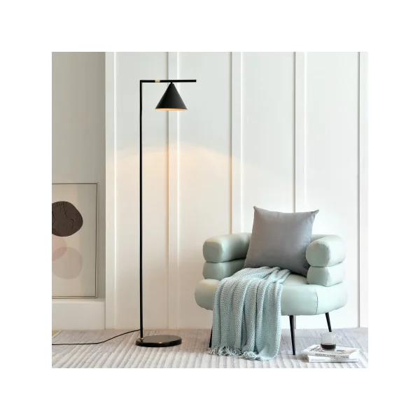 Lampadaire conique noir 160 cm avec abat-jour