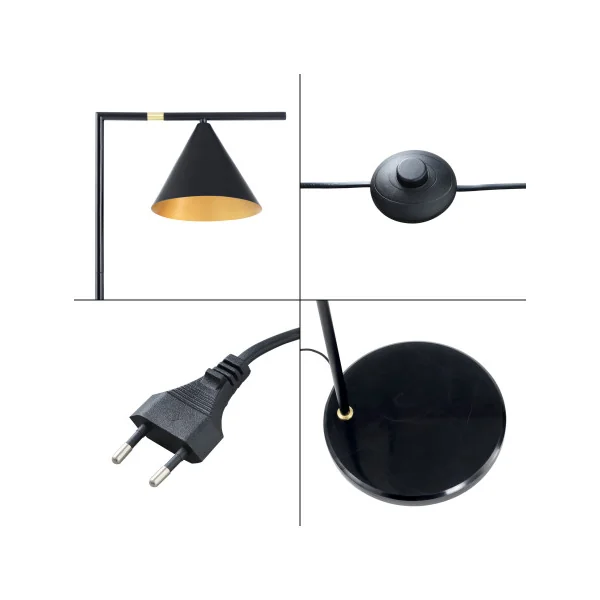 Lampadaire conique noir 160 cm avec abat-jour