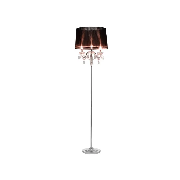 Lampadaire en métal et tissu noir, 165 cm