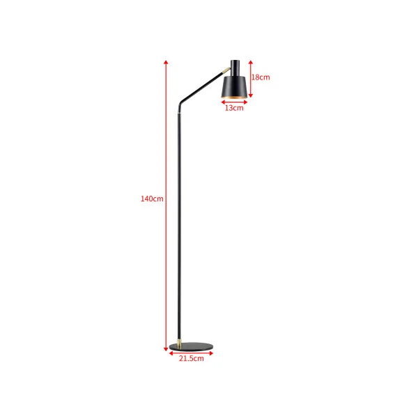 Lampadaire moderne noir avec abat-jour réglable 140 cm