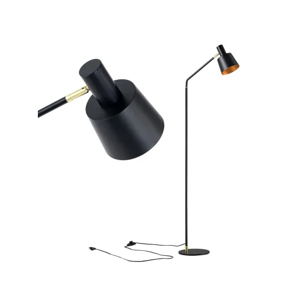 Lampadaire moderne noir avec abat-jour réglable 140 cm