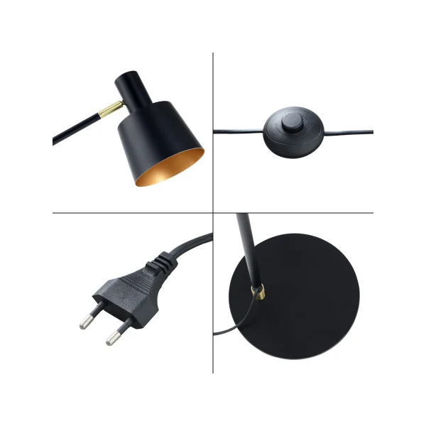 Lampadaire moderne noir avec abat-jour réglable 140 cm