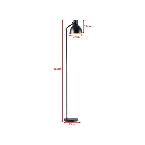 Lampadaire moderne noir avec abat-jour réglable 165 cm