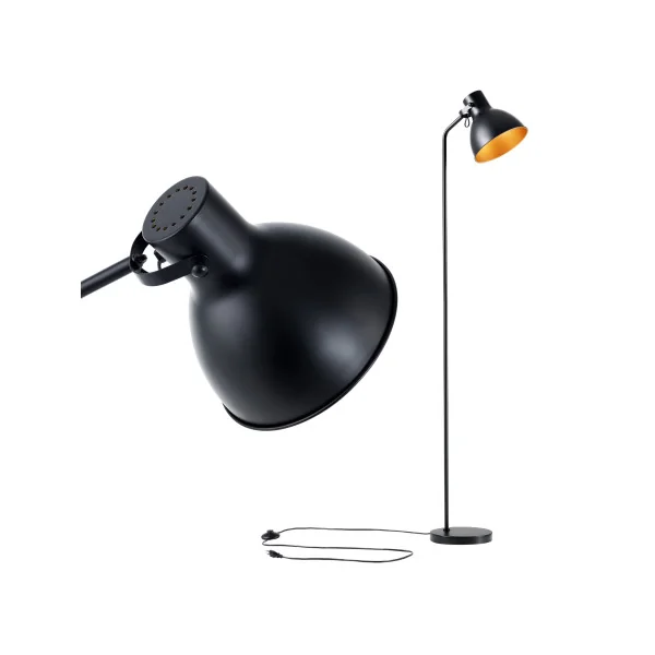 Lampadaire moderne noir avec abat-jour réglable 165 cm
