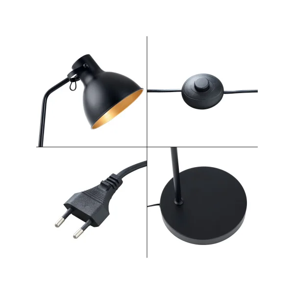 Lampadaire moderne noir avec abat-jour réglable 165 cm