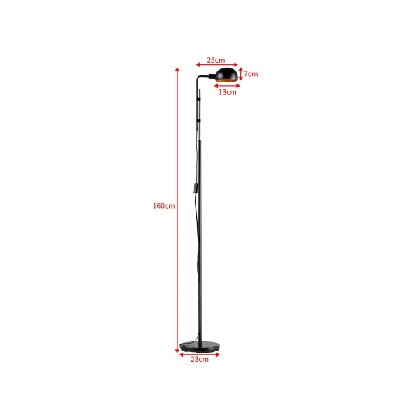 Lampadaire moderne noir hauteur 160 cm