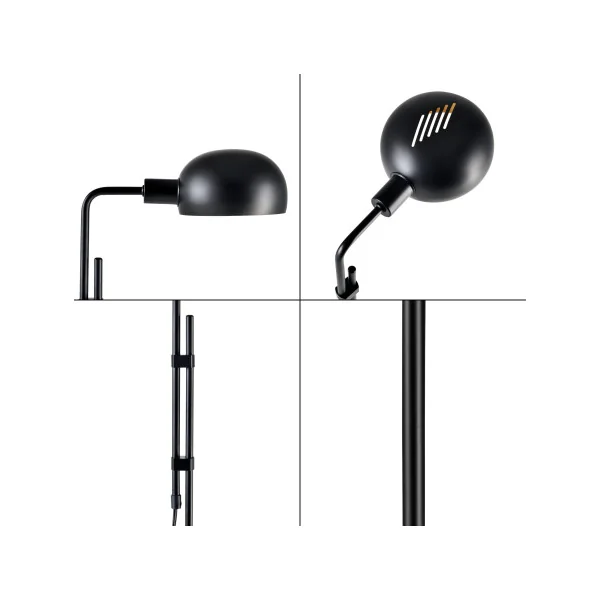 Lampadaire moderne noir hauteur 160 cm