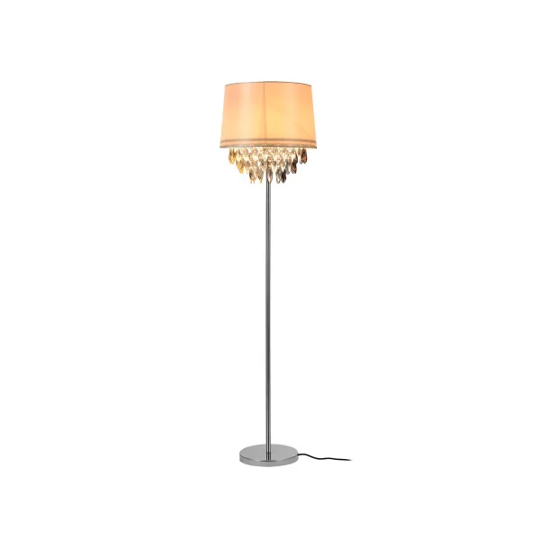 Lampadaire métal poli et tissu blanc 161 cm