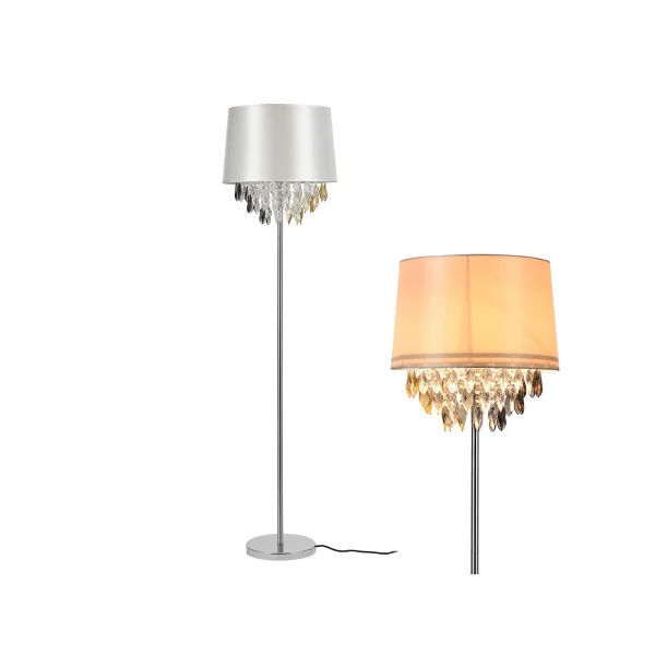 Lampadaire métal poli et tissu blanc 161 cm