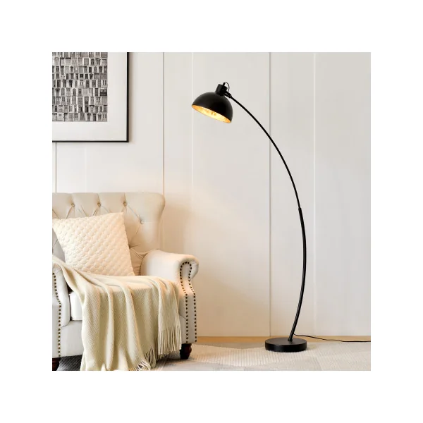 Lampadaire noir avec abat-jour réglable 160 cm