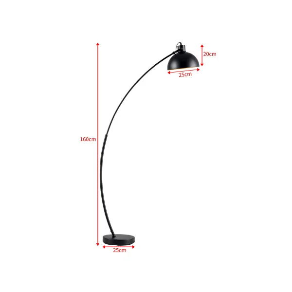 Lampadaire noir avec abat-jour réglable 160 cm