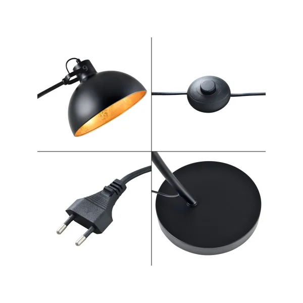 Lampadaire noir avec abat-jour réglable 160 cm