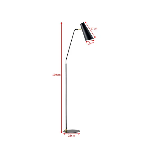 Lampadaire noir avec abat-jour réglable 160 cm