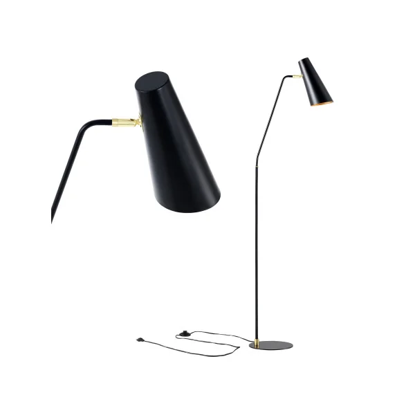 Lampadaire noir avec abat-jour réglable 160 cm