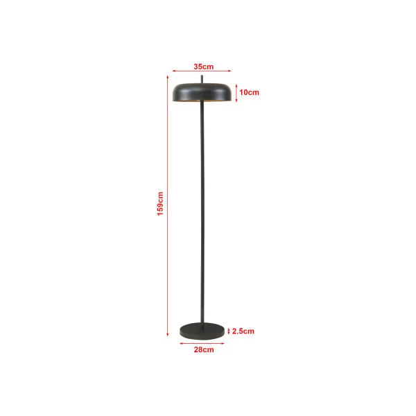 Lampadaire Noir Industriel 159 cm avec 2 Douilles E27