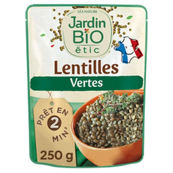 Lentilles vertes cuisinées BIO, Jardin Bio (250 g)