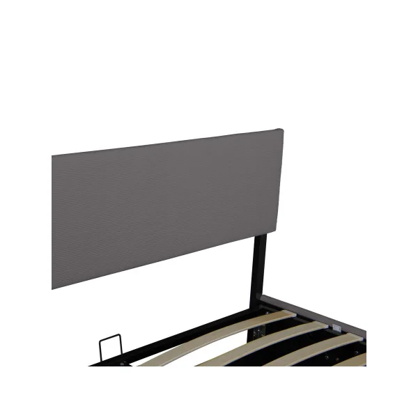 Lit Capitonné 140 x 200 cm avec Matelas et Coffre de Rangement Gris