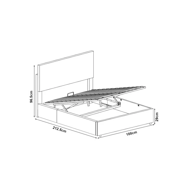 Lit Capitonné 180 x 200 cm avec Matelas et Coffre de Rangement Gris