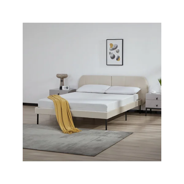 Lit Capitonné avec Sommier 140 x 200 cm Beige