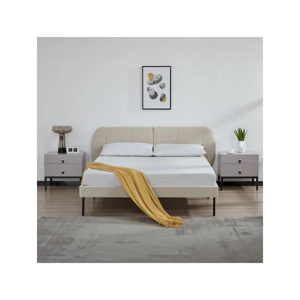 Lit Capitonné avec Sommier 140 x 200 cm Beige