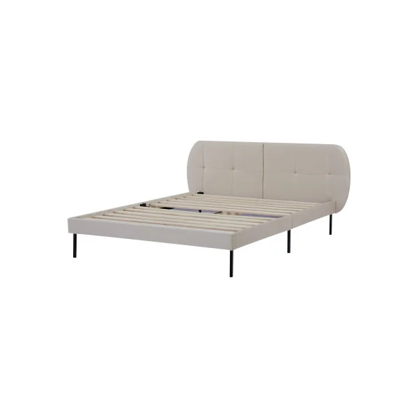 Lit Capitonné avec Sommier 140 x 200 cm Beige
