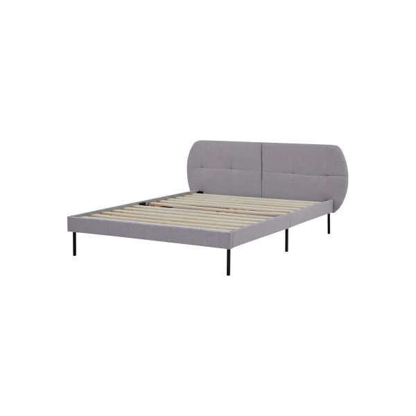 Lit Capitonné avec Sommier 140 x 200 cm Tissu Gris