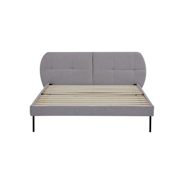 Lit Capitonné avec Sommier 140 x 200 cm Tissu Gris