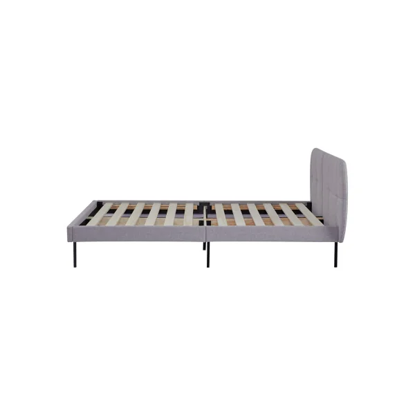 Lit Capitonné avec Sommier 140 x 200 cm Tissu Gris