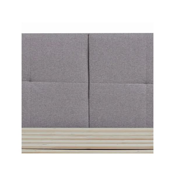 Lit Capitonné avec Sommier 140 x 200 cm Tissu Gris
