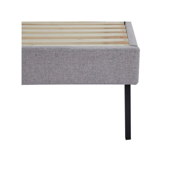 Lit Capitonné avec Sommier 140 x 200 cm Tissu Gris