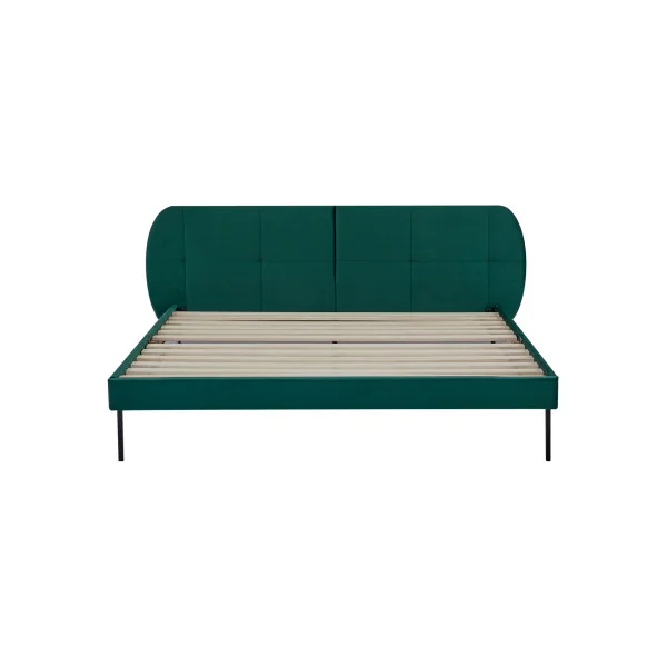 Lit Capitonné avec Sommier 160 x 200 cm Tissu Vert Foncé