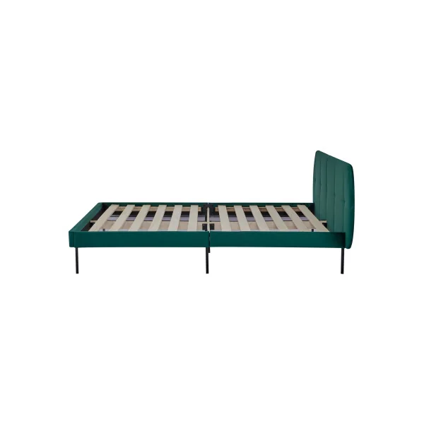 Lit Capitonné avec Sommier 160 x 200 cm Tissu Vert Foncé