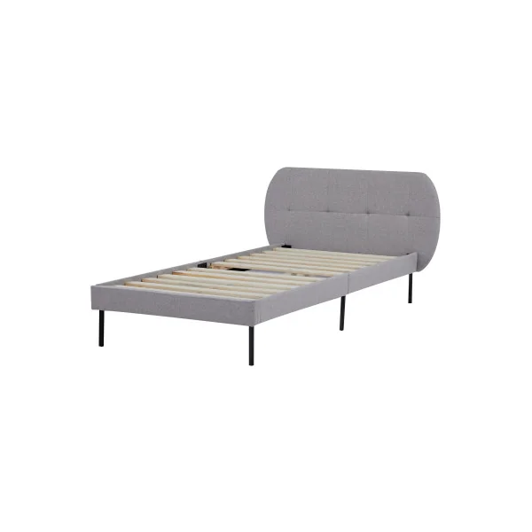 Lit Capitonné avec Sommier 90 x 200 cm Tissu Gris