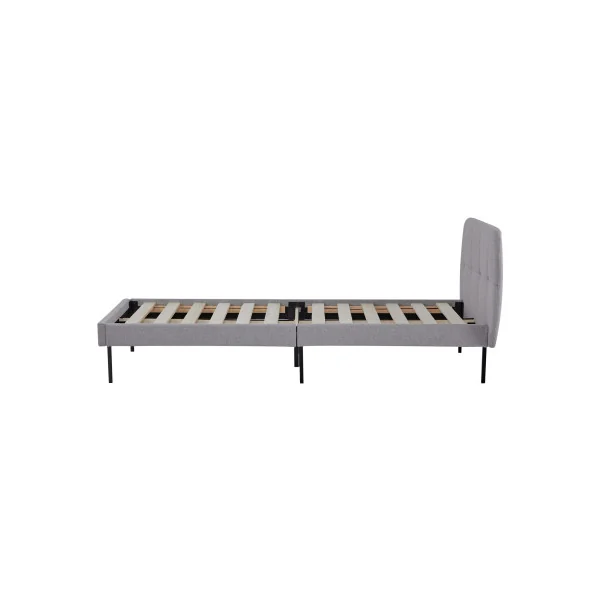 Lit Capitonné avec Sommier 90 x 200 cm Tissu Gris