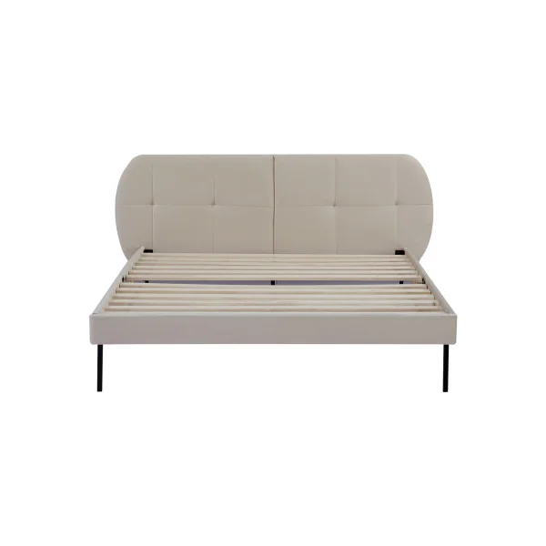 Lit Capitonné avec Sommier et Matelas 140 x 200 cm Tissu Beige