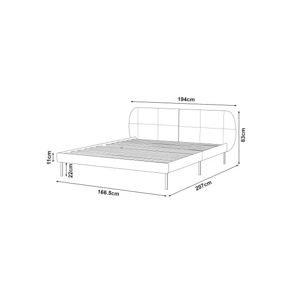 Lit Capitonné avec Sommier et Matelas 160 x 200 cm Tissu Gris