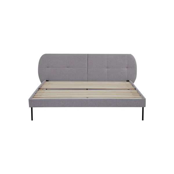 Lit Capitonné avec Sommier et Matelas 160 x 200 cm Tissu Gris