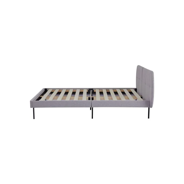 Lit Capitonné avec Sommier et Matelas 160 x 200 cm Tissu Gris