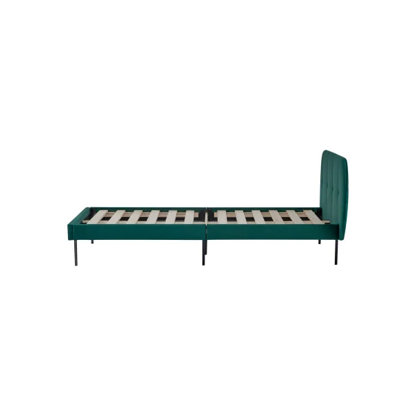 Lit Capitonné avec Sommier et Matelas 90 x 200 cm Vert Foncé