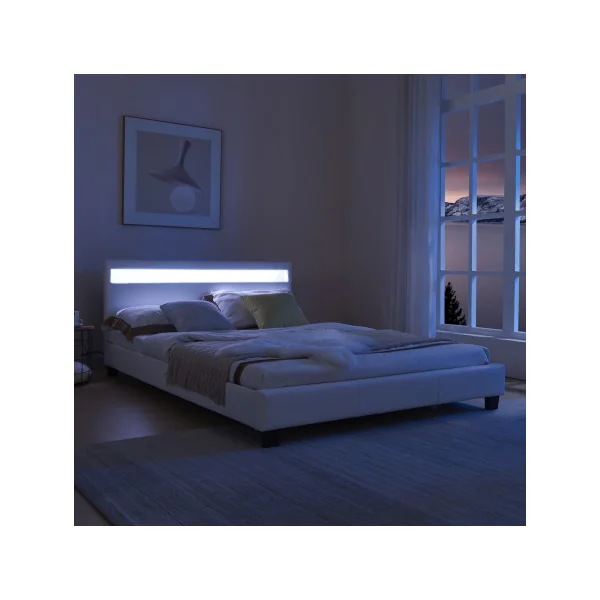Lit capitonné à LED 140 x 200 cm Blanc